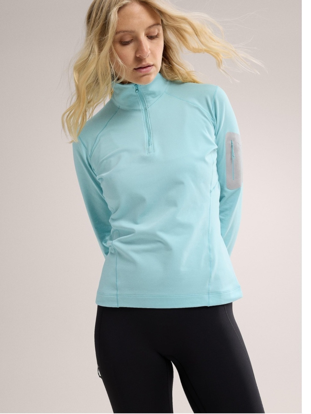 Arc'teryx Rho LT sweater women size M  Light Aqua Quarter-Zip Pullover